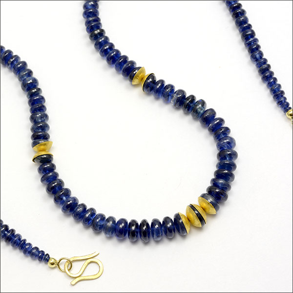 kyanit kette kollier collier necklace blue blau schmuck handmade gold feingold
