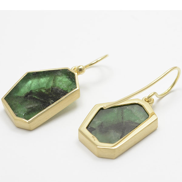Smaragd Scheiben Gold earrings Ohrschmuck Ohrhänger Unikat handmade Handarbeit