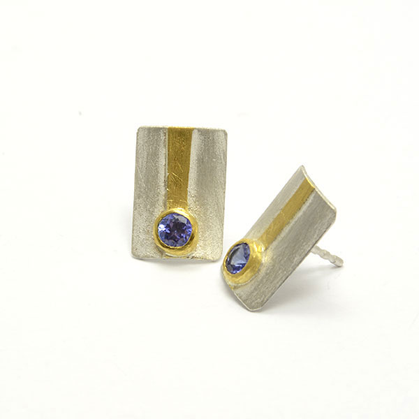 Tansanit Stecker Earring Silber Gold Feingold Handmade