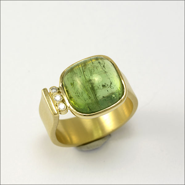 turmalin tourmaline ring green grün vert brillant gold oro schmuck handarbeit handmade