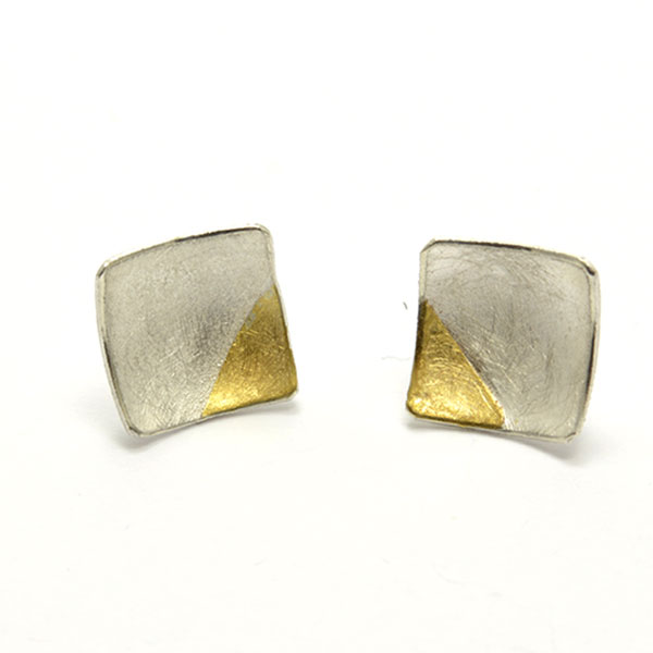 silber silver gold earring ohrstecker handmade handarbeit