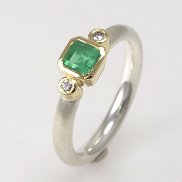 Smaragd Ring Silber Gold Brillant