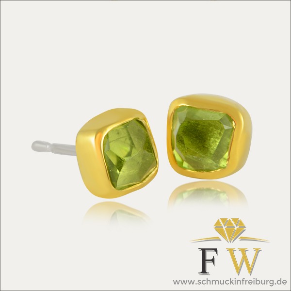 peridot ohrstecker earrings gold silber silver grün green schmuck handmade handarbeit goldschmied freiburg
